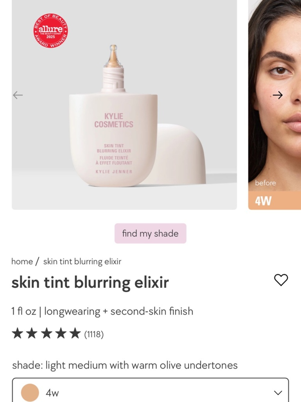 KYLIE COSMETICS Skin Tint Blurring Elixir - Light Medium (4W)